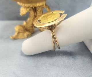 Vintage 14K Yellow Gold Venezuelan Coin Horseshoe Ring