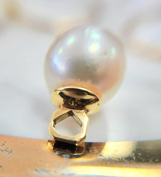 Vintage 18K/14K Gold South Sea Pearl Hoop Dangle Earrings