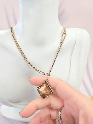 Victorian 12K Rose Gold Watch Fob Double Row Bracelet Link Chain - 13 Inch
