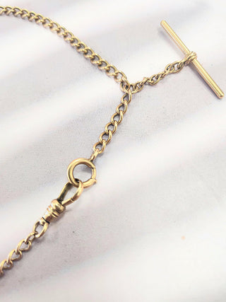 Victorian 12K Rose Gold Watch Fob Double Row Bracelet Link Chain - 13 Inch
