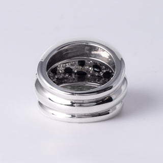 18K White Gold Black Onyx & Diamond Panther Wide Band Ring