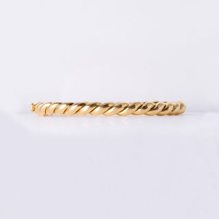 Vintage 18K Gold Twisted Rope & High Polish Bangle Bracelet – Solid 52.5g