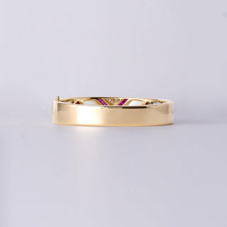 18K Gold 2.20 Carats Ruby, Diamond & Mother of Pearl Inlay Bangle