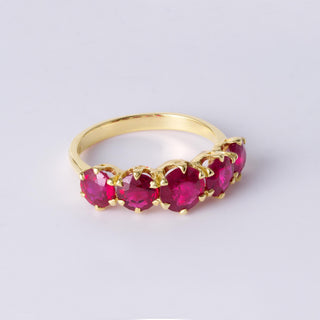 Estate 18K Gold 2.50ct Burma Ruby 5 Stone Gypsy Ring Band