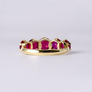 Estate 18K Gold 2.50ct Burma Ruby 5 Stone Gypsy Ring Band