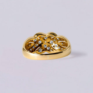 Vintage 0.80 Carats Diamond Love Knot Ring Woven Band 18K Gold F/G VS Size 8.75