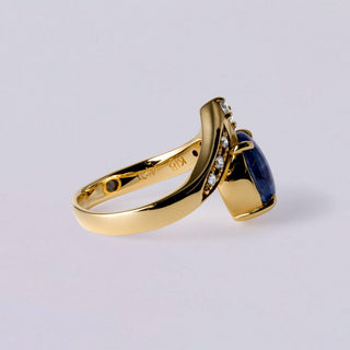 Vintage Star Sapphire and Diamond Tiara Ring  4.21ct 18K Yellow Gold