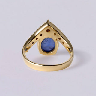 Vintage Star Sapphire and Diamond Tiara Ring  4.21ct 18K Yellow Gold