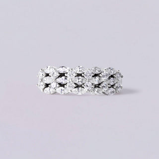 Estate 1.14 Carats 3-Row Marquise Diamond Band Size 6.5 14K White Gold