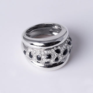 18K White Gold Black Onyx & Diamond Panther Wide Band Ring