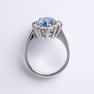 Vintage 2.75 Carat Aquamarine Pear Shape Diamond Halo Ring 14K White Gold