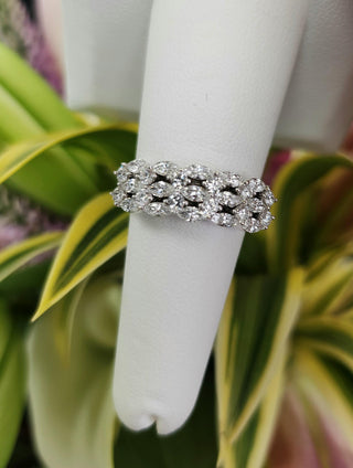 Estate 1.14 Carats 3-Row Marquise Diamond Band Size 6.5 14K White Gold