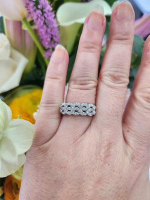 Estate 1.14 Carats 3-Row Marquise Diamond Band Size 6.5 14K White Gold