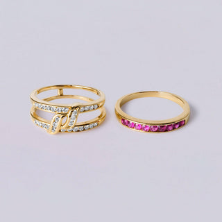 18K Ruby & Diamond Versatile Ring Band 18K Yellow Gold