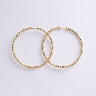 Bezel Set Diamond Hoops 1.40 Carats Inside Out Earrings 18K Yellow Gold