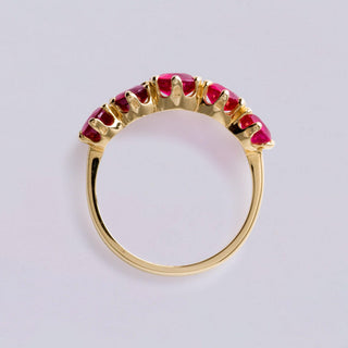 Estate 18K Gold 2.50ct Burma Ruby 5 Stone Gypsy Ring Band