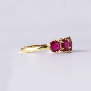 Estate 18K Gold 2.50ct Burma Ruby 5 Stone Gypsy Ring Band