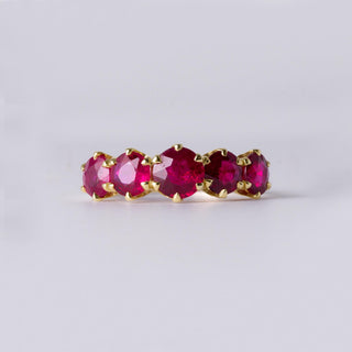 Estate 18K Gold 2.50ct Burma Ruby 5 Stone Gypsy Ring Band
