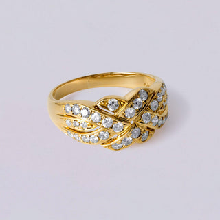 Vintage 0.80 Carats Diamond Love Knot Ring Woven Band 18K Gold F/G VS Size 8.75