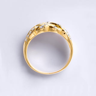 Vintage 0.80 Carats Diamond Love Knot Ring Woven Band 18K Gold F/G VS Size 8.75