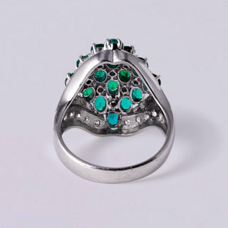 Vintage 2.02 Carats Emerald and Diamond Cluster Platinum Cocktail Ring Size 6