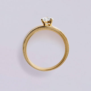 0.55ct Heart Shape Diamond Ring 14K Yellow Gold Wide Band Size 7
