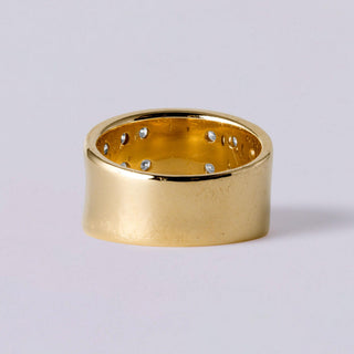 0.55ct Heart Shape Diamond Ring 14K Yellow Gold Wide Band Size 7