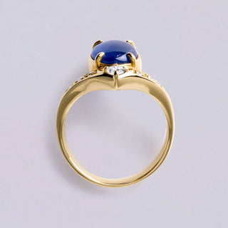 Vintage Star Sapphire and Diamond Tiara Ring  4.21ct 18K Yellow Gold