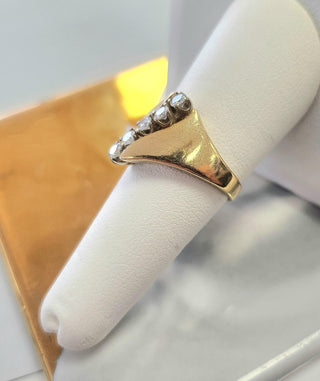 Vintage 0.50 Carats Diamond Freeform Wave Ring 14K Yellow Gold