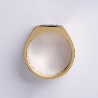 0.70 Carat Emerald Cut Diamond Black Enamel Bezel Set 14K Yellow Gold Cigar Ring