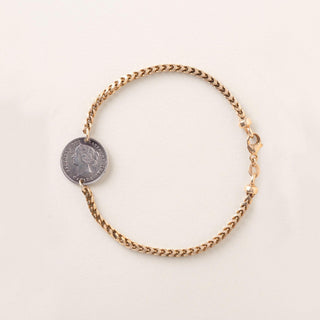 Vintage Victoria Canadian Coin Charm Bracelet Franco Chain Antique 9K Gold