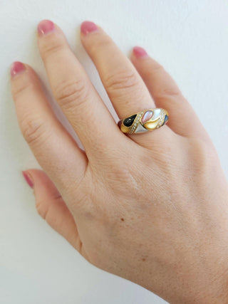 Kabana 14K Gold Mother of Pearl Mosaic & Diamond Accent Ring