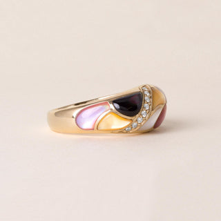 Kabana 14K Gold Mother of Pearl Mosaic & Diamond Accent Ring