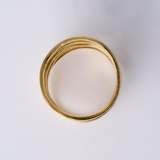 22K Yellow Gold Spiral Multi Layer Wide Wrap Statement Ring Band