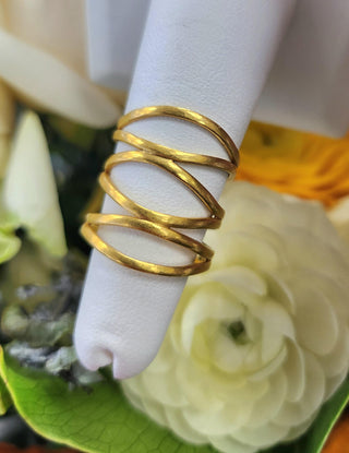22K Yellow Gold Spiral Multi Layer Wide Wrap Statement Ring Band