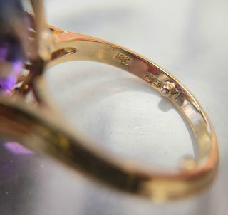 Vintage 10ct Amethyst & 1.80 Carats Diamond Halo Ring 18K Gold