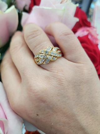 Vintage 0.80 Carats Diamond Love Knot Ring Woven Band 18K Gold F/G VS Size 8.75