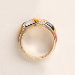 Kabana 14K Gold Mother of Pearl Mosaic & Diamond Accent Ring