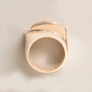 14K Gold 1.75 Carats Straight Baguette and Round Brilliant Cut Diamond Ring