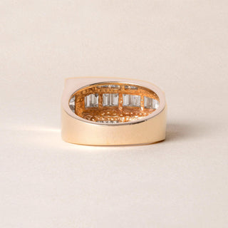 14K Gold 1.75 Carats Straight Baguette and Round Brilliant Cut Diamond Ring