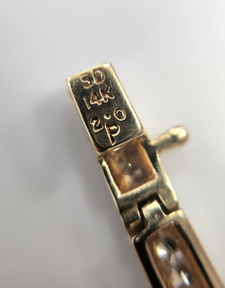 Classic 14K Gold 2 Carats Diamond Channel Set Tennis Bracelet Size 7.25 Inch