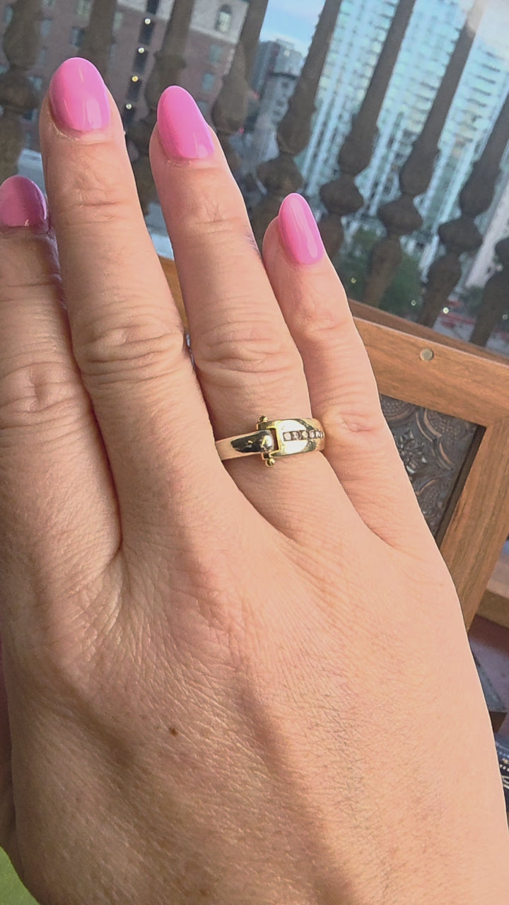 Vintage 14K Gold Channel Set Diamond Contemporary Ring Band