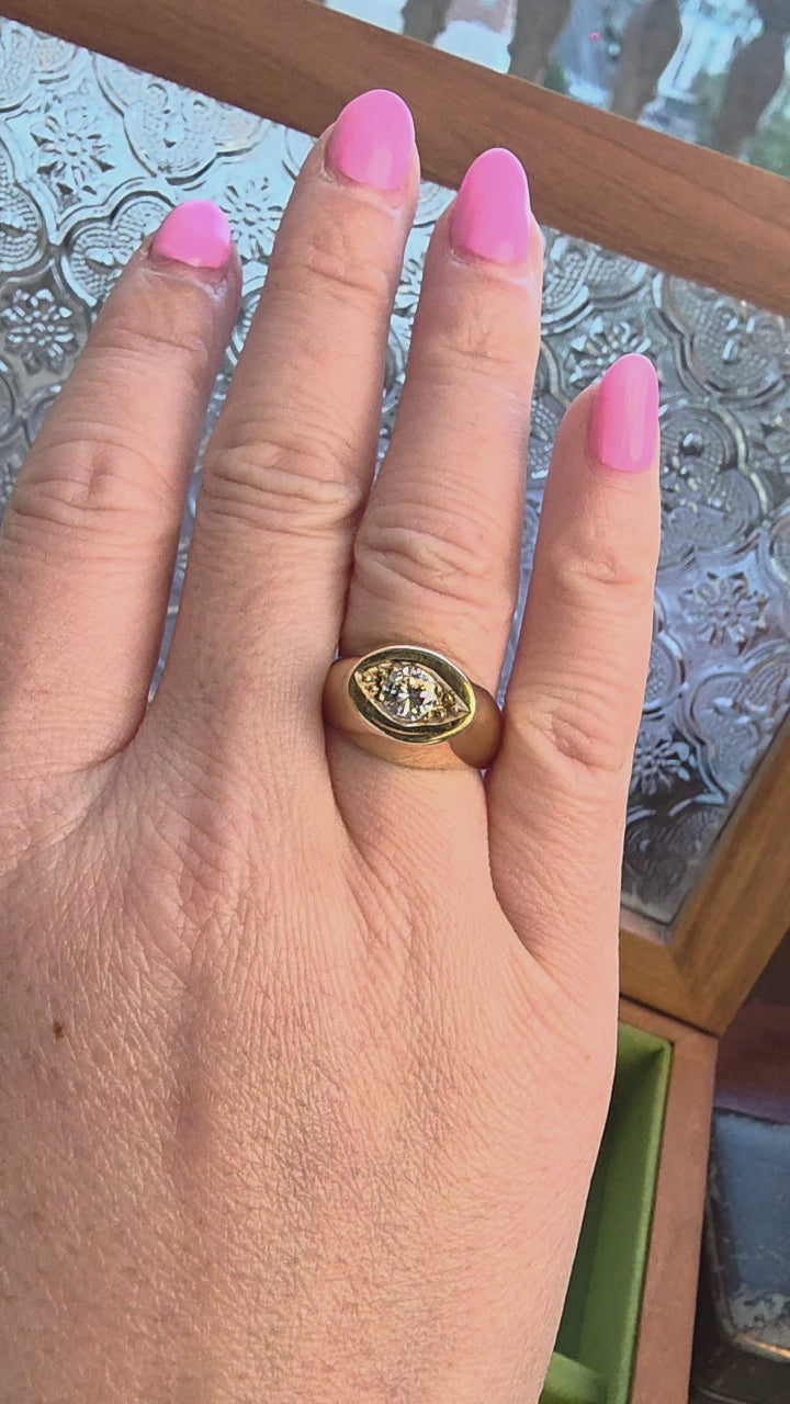 Vintage 14K Gold 0.50 Carat Evil Eye Diamond Dome Ring