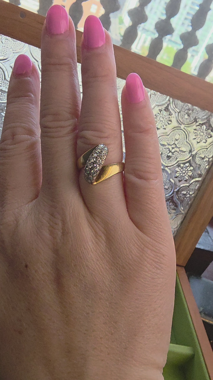 Vintage 18K Gold 0.50 Carats Diamond Pave Bypass Ring Band