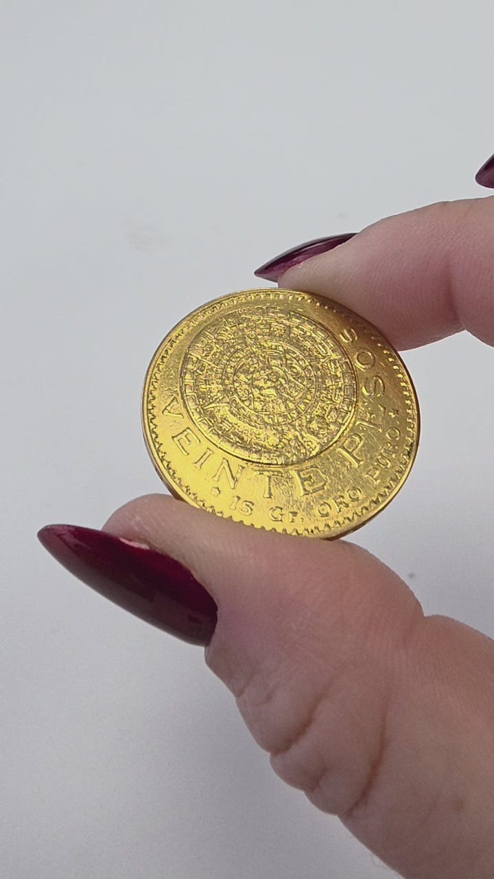 24K Pure Gold Mexico 1919 20 Pesos Aztec Calendar Coin