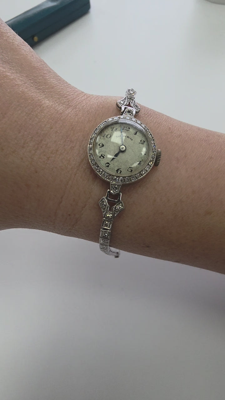 Vintage Tiffany & Co Ladies Cocktail Diamond 14K White Gold Watch