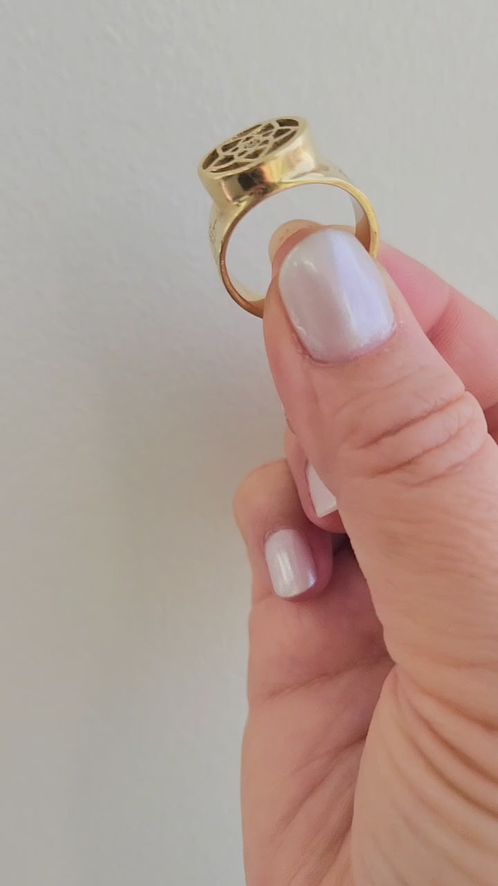 Vintage Pentagram Ring Diamond Five-Pointed Star Astrology Band 14K Gold